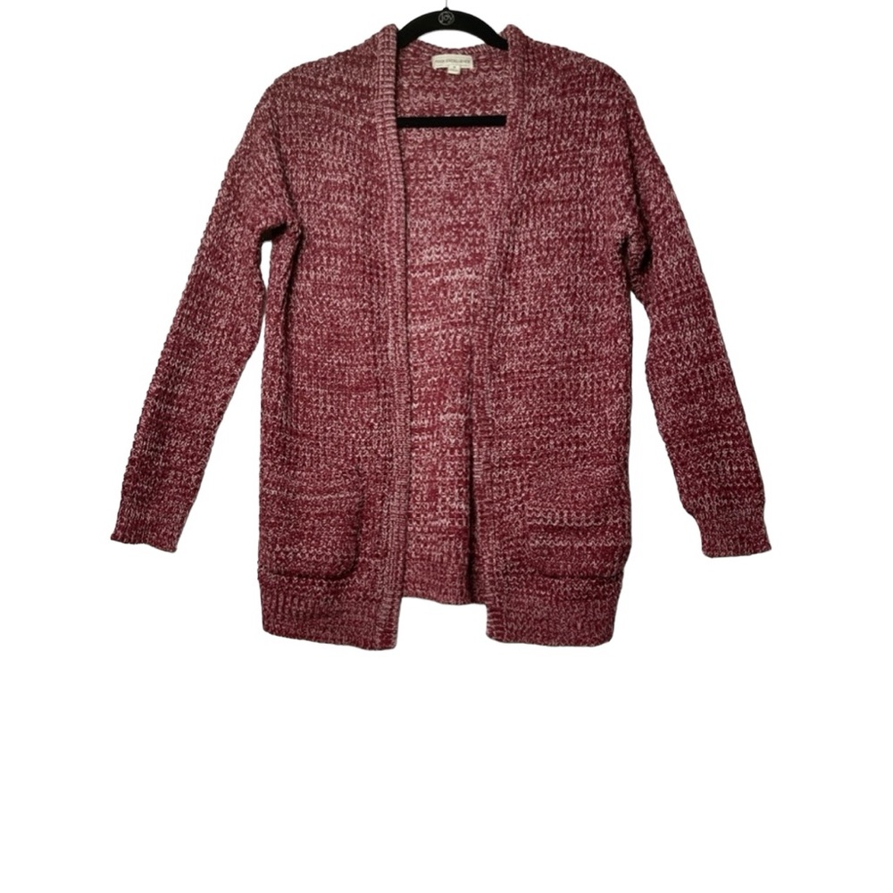 Poof Excellence Women’s Red Marled Open Front Cardigan S